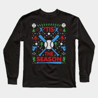 Funny Baseball 'Tis the Season Ugly Christmas Sweater Party Shirt Long Sleeve T-Shirt